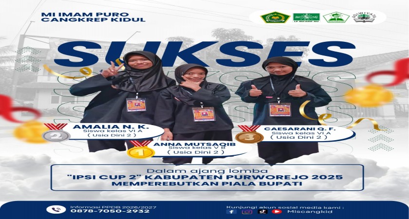 Siswa MI Imam Puro Cangkrepkidul Raih Podium Tertinggi di IPSI Cup 2 Purworejo